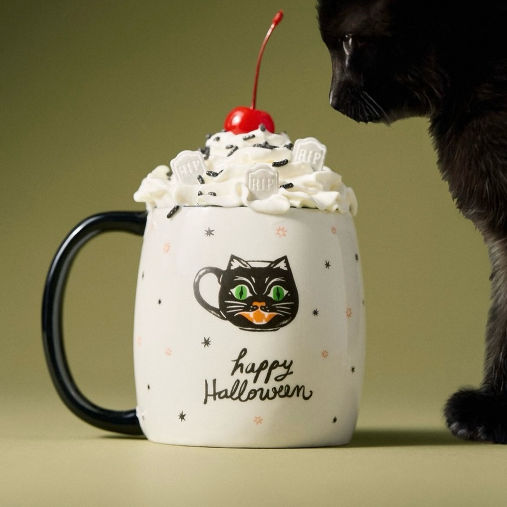 NWT. New in box Anthropologie Happy Halloween Stoneware Mug